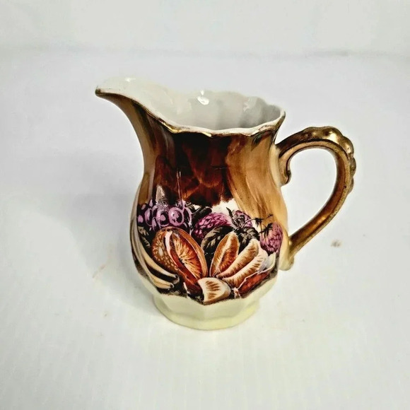 Vintage Japan Sugar and Creamer Set/brown/fruits - Picture 2 of 8
